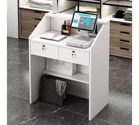 Bureau d'accueil moderne avec tiroirs verrouillables et placard de rangement, Bureau d'accueil verrouillable - Table de comptoir élégante pour salons de beauté et caisses - Mobilier d'accuei