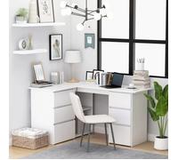 Bureau d'angle(1 pc) - vidaXL - Table intérieure - bois d'ingénierie - blanc - avec tiroirs - 145 x 100 x 76 cm@zes95g