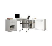 Bureau d'angle - 2 tiroirs et 2 portes - Coloris : Blanc - EVAN