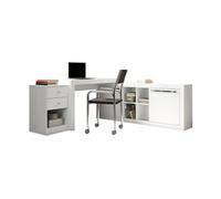 Bureau d'angle - 2 tiroirs et 2 portes - Coloris : Blanc - EVAN