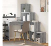 vidaXL Bureau d'angle avec étagère en bois d'ingénierie Chêne noir 101,5×149,5×149,5 cm