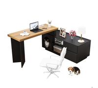 Bureau d'angle avec étagère et commode, bureau d'angle pour bureau à domicile avec niche XL pour animaux, 120 x 50 x 75 cm