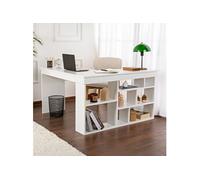 Bureau d'angle avec étagères 130x120x71,8 cm décor blanc