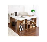 Bureau d'angle avec étagères 130x120x71,8 cm décor blanc et noyer
