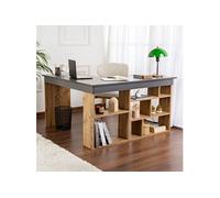 Bureau d'angle avec étagères 130x120x71,8 cm décor bois et gris