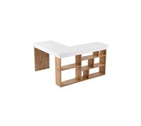 - Bureau d'angle avec étagères en bois VESPER - Blanc et marron - Vesper