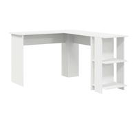 vidaXL Bureau d'angle L 140 x 113,5 x 75 cm Blanc – Bois d'ingénierie, étagères intégrées