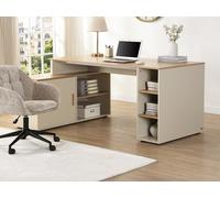 Bureau d'angle avec rangements - MDF - Beige et naturel - ROMIARA