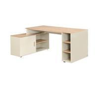 Bureau d'angle avec rangements - MDF - Beige et naturel - ROMIARA