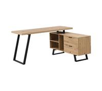 Bureau d'angle avec rangements - MDF - Coloris : Naturel et noir - NAYARO
