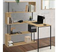 IDMarket - Bureau d'angle bibliothèque Rotatif 180° Detroit Forme S Design Industriel