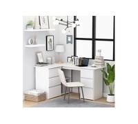 Bureau d'angle Blanc 145x100x76 cm Bois d'ingénierie