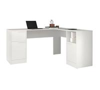 Bureau d'angle blanc ACTUAL DIFFUSION 160 x 134,5 x 78,5 cm - 2 caissons, 2 portes, 1 tiroir