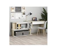 Bureau d'angle Blanc et chêne sonoma 200x50x76 cm Aggloméré