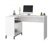 Bureau d'Angle Blanc et Meuble de Rangement 2 Niches - L 135 x l 69.5 x H 79.5 cm