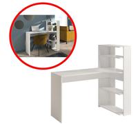 Bureau d'Angle Blanc PARISOT JUNE - 122cm - Bibliothèque Intégrée - Moderne
