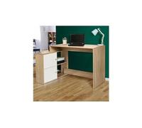 IDMarket - Bureau d'angle en Forme de L BOB avec Portes façon hêtre et Blanc