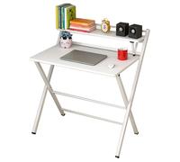 Bureau d'angle Bureau d'ordinateur Compact, Bureau Pliable Compact avec étagère pour Bureau à Domicile, Petite Taille, Aucun Assemblage requis, Bureau d'ordinateur à 2 Niveaux, Table d'écrit
