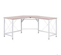 HOMCOM Bureau d'angle Bureau Informatique Design Moderne métal MDF Imitation Bois chêne et Blanc