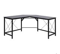 HOMCOM Bureau d'angle Bureau Informatique Design Moderne métal MDF Imitation Bois Noir