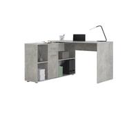 Bureau d'angle CARMEN avec meuble de rangement, décor béton