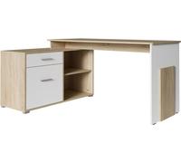 Bureau d'angle - chêne clair et blanc - Collection COMO