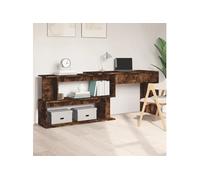 Vidaxl Bureau D'angle Chêne Fumé 200x50x76 Cm Bois D'ingénierie Marron