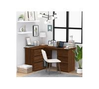 vidaXL Bureau d'angle Bureau d'Étude Table de Travail Organisateur Meuble de Rangement Intérieur Chêne Marron 145x100x76 cm Bois d'Ingénierie