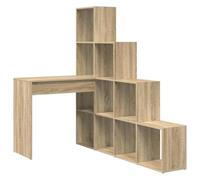 Bureau d'angle chêne Sonoma 101,5 x 149,5 x 149,5 cm | Bois d'ingénierie, avec étagères, montage de deux façons, surface large, ligne moderne, nettoyage facile