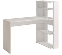 Parisot – Bureau d'angle JUNE contemporain Blanc L 122 cm 1 plateau, 2 tablettes