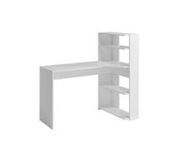 Parisot – Bureau d'angle JUNE contemporain Blanc L 122 cm 1 plateau, 2 tablettes