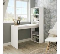 Bureau d'angle DMORA Denton avec bibliothèque 5 étagères - Blanc