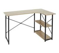 Home Deco Factory - Bureau d'angle HD7109 - Noir, étagère intégrée, métal & chêne, 120 x 74 x 74 cm