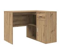 Bureau d'angle en bois d'ingénierie - CLARENCE - 102x88x75 cm - Chêne artisanal - Avec tiroir - Avec porte à charnières