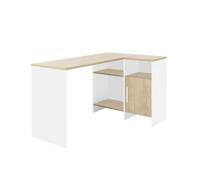 Bureau d'angle en bois LIVERPOOL - Blanc - DIAGONE - 3 tiroirs - Contemporain - Design