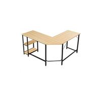 bureau d’angle giantex en forme de L avec 2 étagères de rangement table informatique industriel 138x138x75CM, naturel naturel G