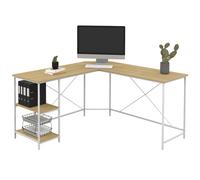 Bureau d'angle en forme de L DETROIT design industriel bois et métal blanc