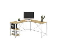 IDMarket – Bureau d'angle Detroit – Forme en L, bois et métal, design industriel – Blanc