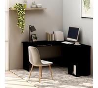Bureau d'Angle en Forme de L Meuble de Travail Noir Bois d’Ingénierie vidaXL