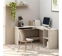 Bureau d'Angle en Forme de L Travail Blanc Brillant Bois d’Ingénierie vidaXL