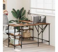 Bureau d'angle en L avec étagères en Bois d'ingénierie, Style Industriel | Pieds carrés en métal, finition vieillie, cadre mat, rangement intégré, pour étude ou bureau, design rétro-industriel