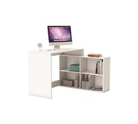 Bureau d'angle en panneau de particules, blanc mat - Dim : 111,9 x 76,7 x 100,7 cm -PEGANE- blanc mat