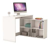 Bureau d'angle en panneau de particules, blanc mat - Dim : 111,9 x 76,7 x 100,7 cm -PEGANE- blanc mat