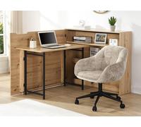 Bureau d'angle escamotable - MDF - Coloris : Naturel - RELIMY