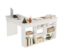 Bureau d'Angle et Etagère 8 Niches Blanc L 129 H 72 P 120 cm