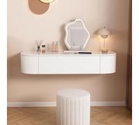 Bureau d'angle flottant avec tiroirs - Petite coiffeuse flottante moderne en bois blanc - Organiseur de maquillage flottant élégant
