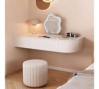 Bureau d'angle flottant moderne avec tiroirs - Petite coiffeuse flottante en bois - Blanc - Station de maquillage contemporaine