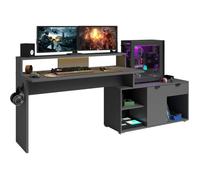 Parisot Bureau d'angle modulable WORTEX avec LED Gris ombre 167,7/229,2 x 59,7/109,7 x 94,8 cm