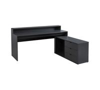 Bureau d'angle gamer NEHA - Avec rangements et LEDs - MDF - Gris