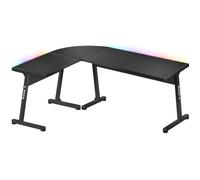 huzaro Hero 6.0 RVB | Bureau Gaming d'angle | Éclairage LED | Forme de L | Poste Gamer | Montage Droite et Gauche | Plateau en Carbone | 147 x 112cm | Design Ergonomique | Construction Solide | Noir